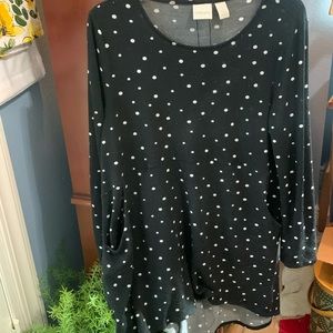 Chico’s Dress- black with white polka dot. Size 1